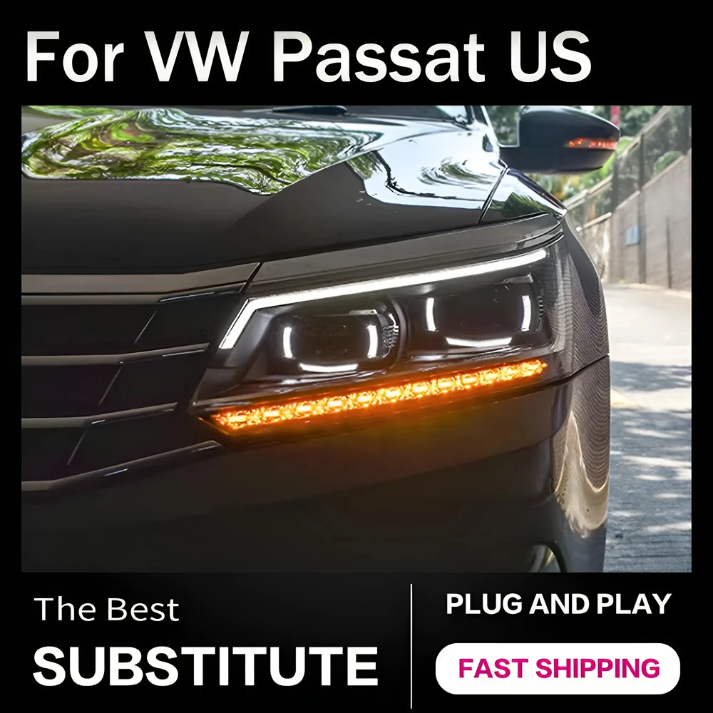 

Headlights for Passat 2016-2018 B8 US LED Day Running Head Lamp DRL Running Turn Signal Angel Eyes Led Projector Lens Accessory