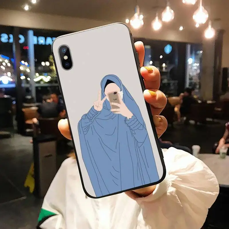 Muslimische arabische Hijab Mädchen Kunst Telefon Fall für iPhone 11 13 12 14 x xs xr pro max Mini plus Jungen Mädchen Abdeckung