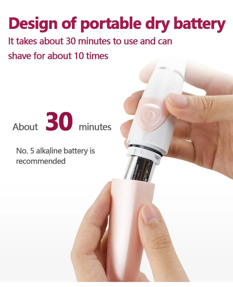 Electric Women Shaver Razor Facial Body Leg Arm Back Bikini Trimmer Lday Washable AA Battery Type Hair Removal Shaving Machine