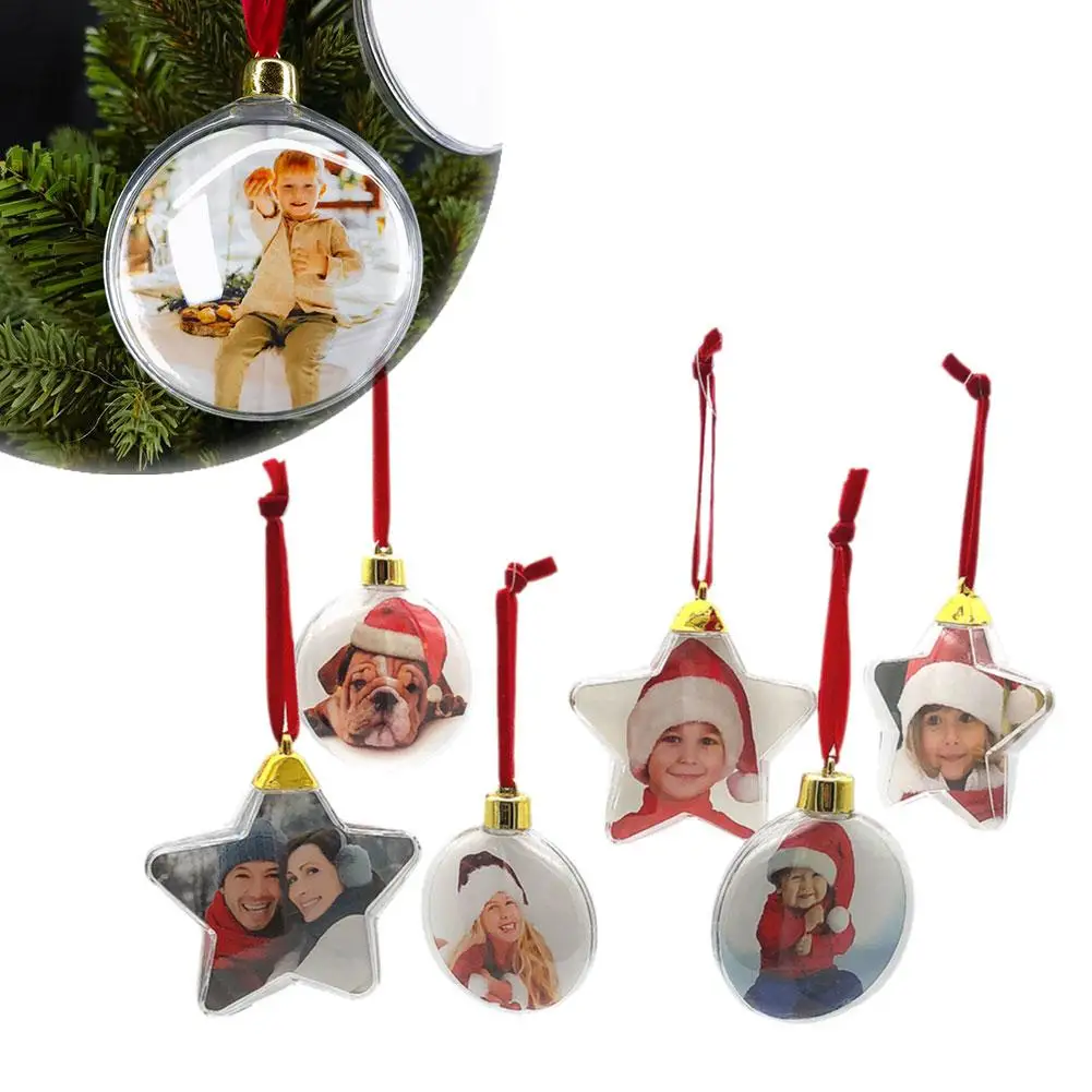 Christmas Transparent Photo Ball Personalize Christmas Hanging Tree DIY Christmas Pendant Decorations Five-star Ball Ball Z3R3