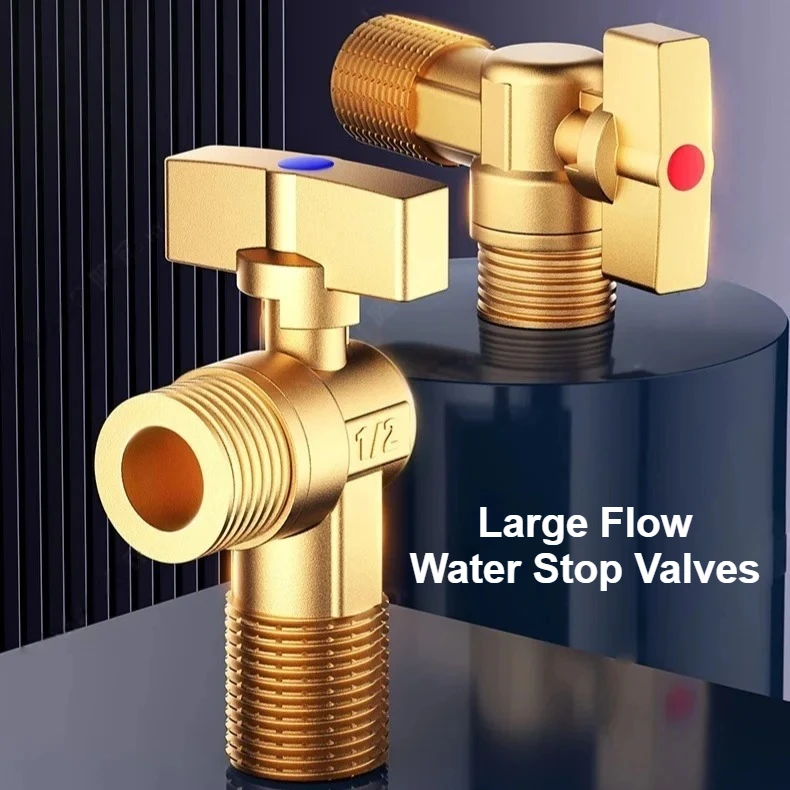 

Полностью медный треугольный клапан с большим расходом, запорные клапаны для воды в ванной комнате, впускные шаровые клапаны, аксессуары для ванной комнаты, регулятор давления воды