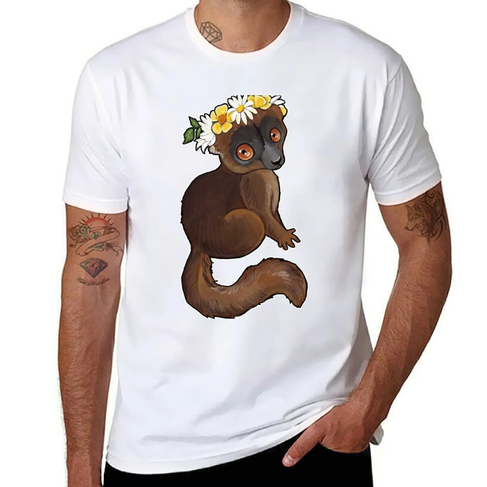 

Коричневая футболка с изображением лимура, мужские футболки, футболка с графическим принтом, футболка с индивидуальным принтом