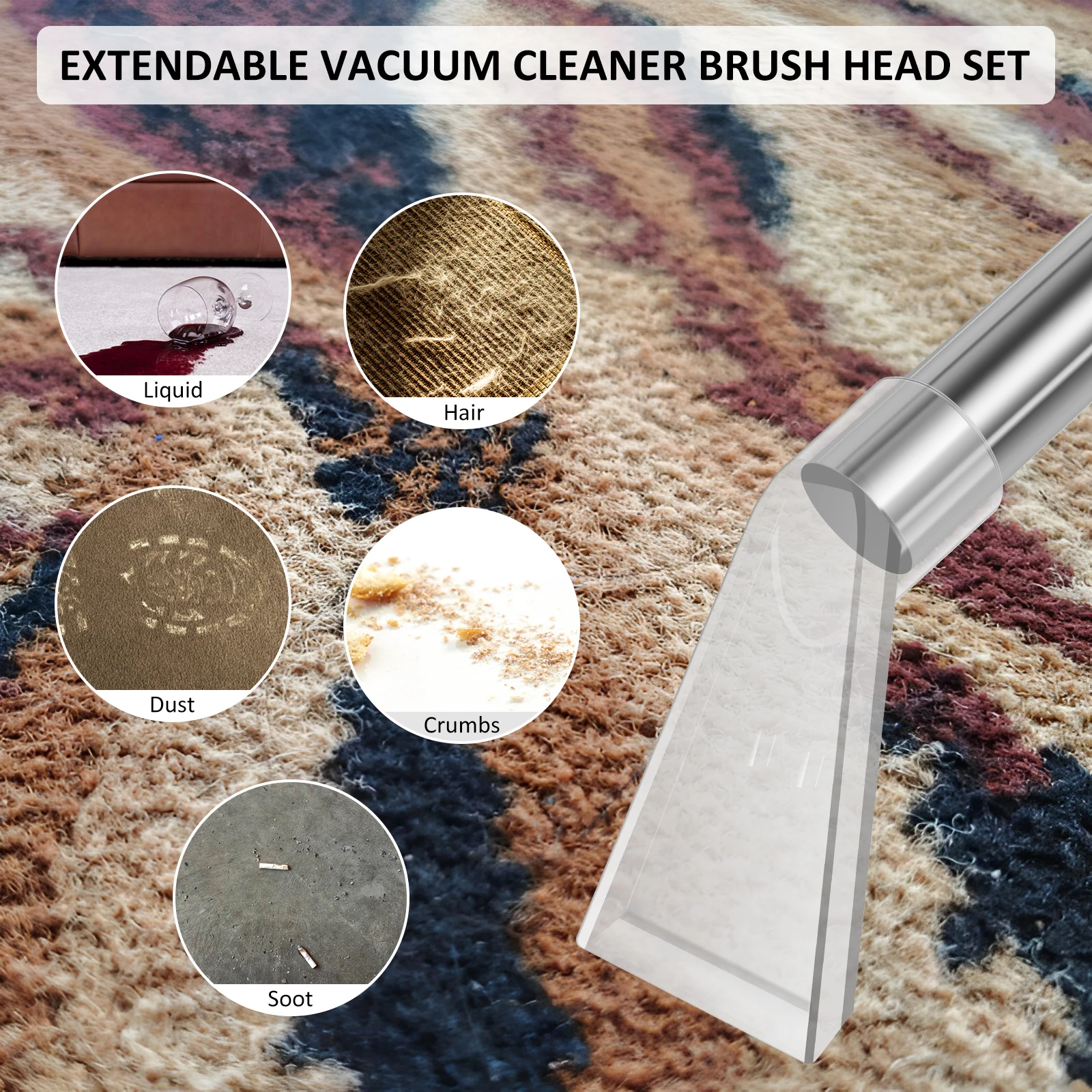 Vacuum Cleaner Extraction Nozzle Vacuum Cleaner Accessories with Four Universal Connectors for Home Car Carpet Gap Cleaning