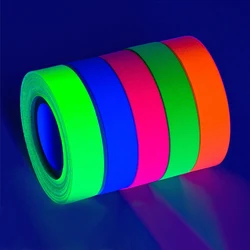 YOMDID 5pcs/Set UV Gaffer Fluorescent Tape Blacklight Reactive Glow In The Dark Tape Neon Cloth Tape Home Room Party Decoration