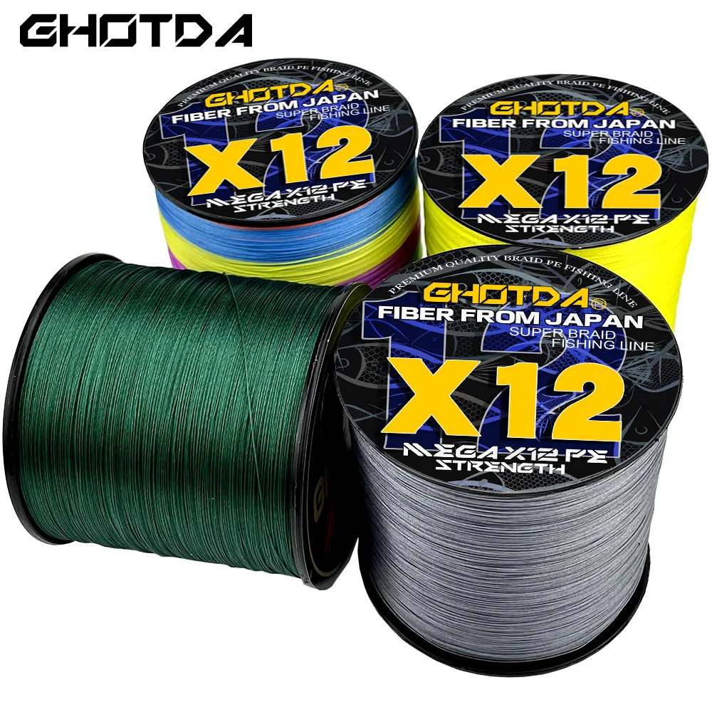 GHOTDA Sea Fishing Line Super Strong 12/9/8 Strands Braided Multifilament Pe Wire Long Cast High Strength 18-120lb 0.8#-8.0#