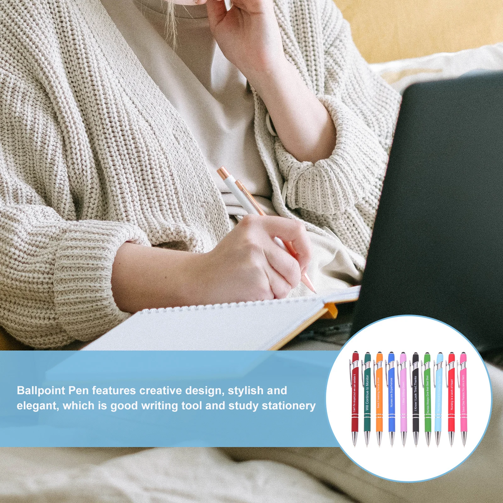 

10pcs Portable Ballpoint Pens Inspiring Quote Design Stylish Elegant Writing Study Stationery Comfortable Handle Smooth