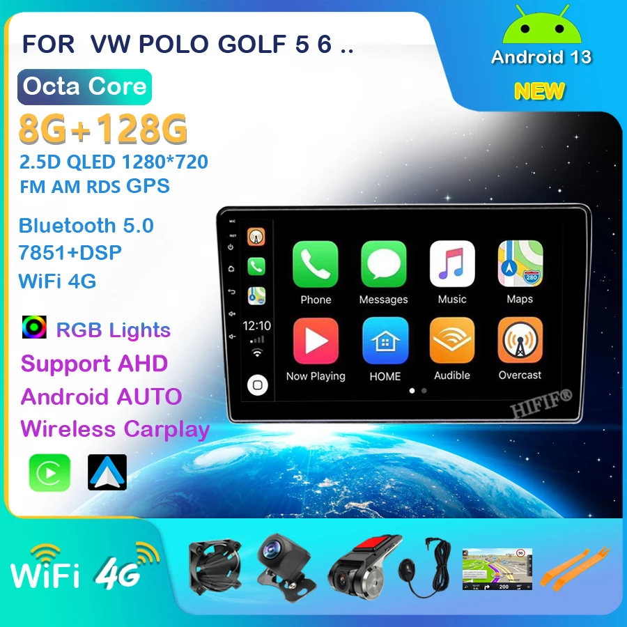 

Android 13 2din Car Radio for VW POLO GOLF 5 6 Plus PASSAT B6 CC JETTA TIGUAN TOURAN EOS SHARAN SCIROCCO CADDY with 4G GPS Navi