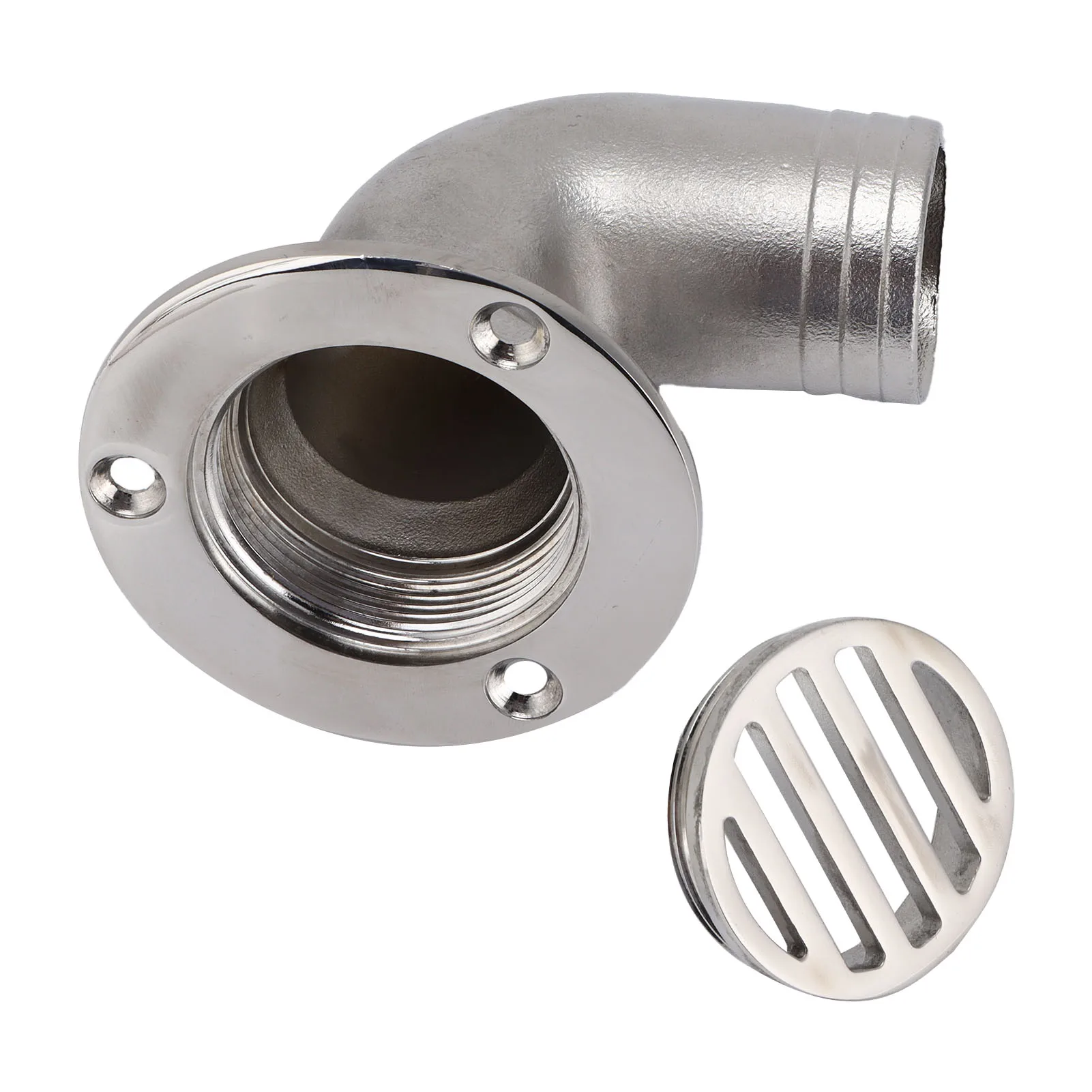 

90 Degree Deck Drain Scupper 1.5in OD 316 Stainless Steel Plumbing Fittings for Marine Boat Yacht