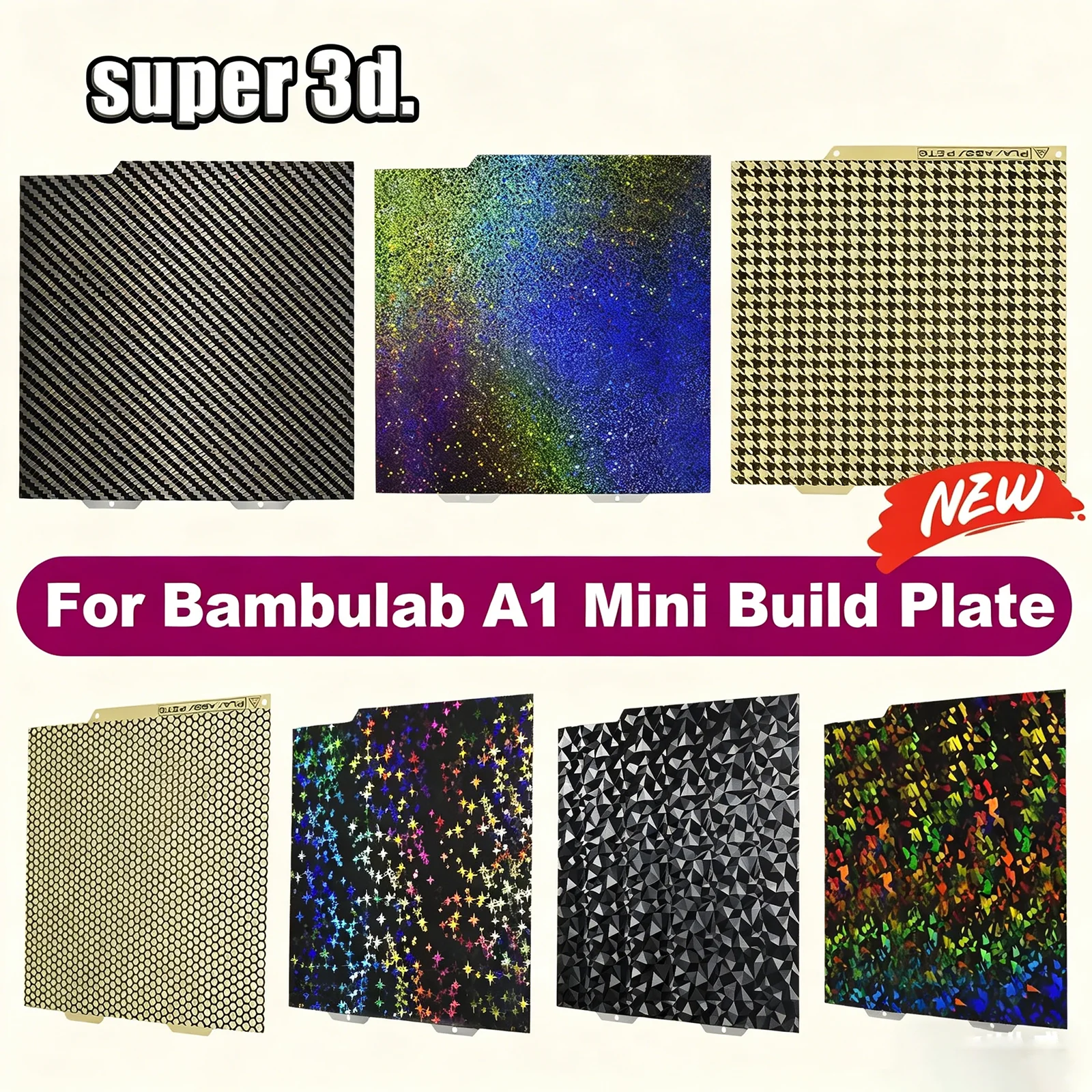 

PEI Heat Bed for Bambu Lab A1 Mini PEI Sheet Double Sided Textured 184*184mm PEI Sheet PEO Build Plate 3D Printer Accessories