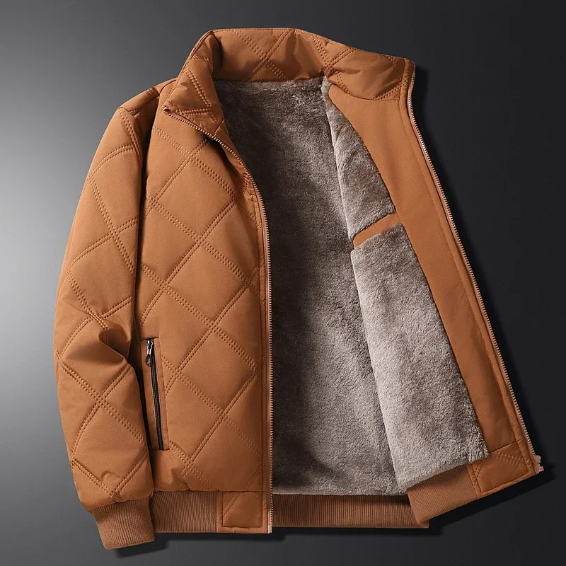 Abrigo cálido de lana gruesa para hombre, chaquetas con cremallera, Parkas de cuello alto, abrigo informal de negocios, chaquetas de esquí a prueba de viento para exteriores, Invierno