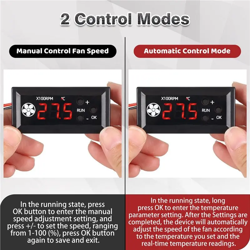 ABKN 4X DC 12V PWM 4-Wire Fan Speed Controller Module with Temperature Probe for PC Cooling 3A
