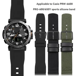 Nylon canvas WatchBand for Casio PROTREK Series PRG-600YB PRG-650 PRW-6600 GA2000 Silicone Strap Waterproof Wristwatch Band