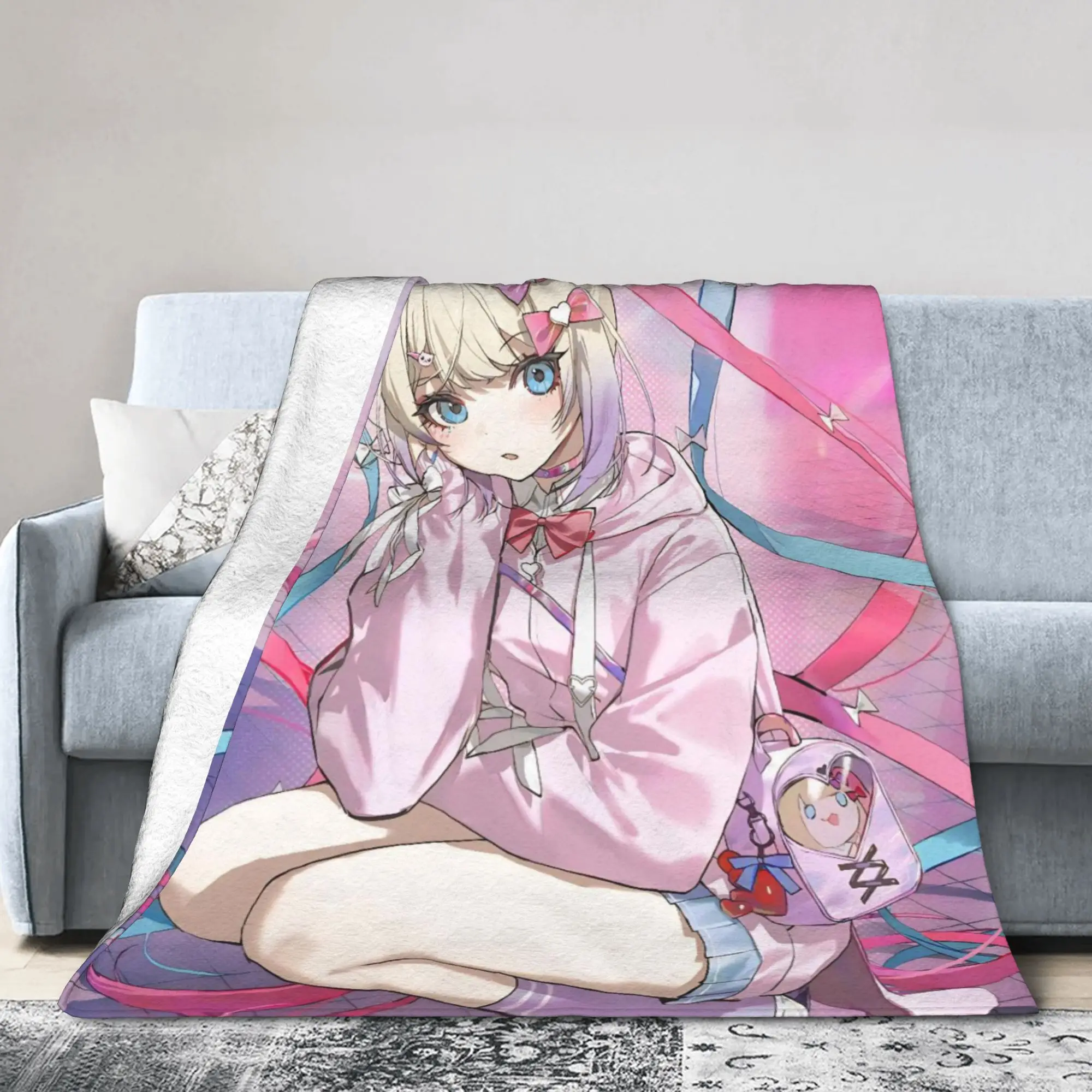 OMG kawaii Angel Blankets Velvet Spring/Autumn Anime Game  Multifunction Soft Throw Blankets for Sofa Office Bedspread