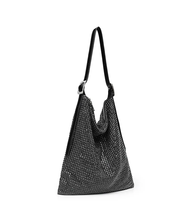 

Women Shoulder Bag 2026 Fashion Diamond Studded Large Capacity Silk Hobo Crossbody Party Evening Tote Handbag Luxury Purse