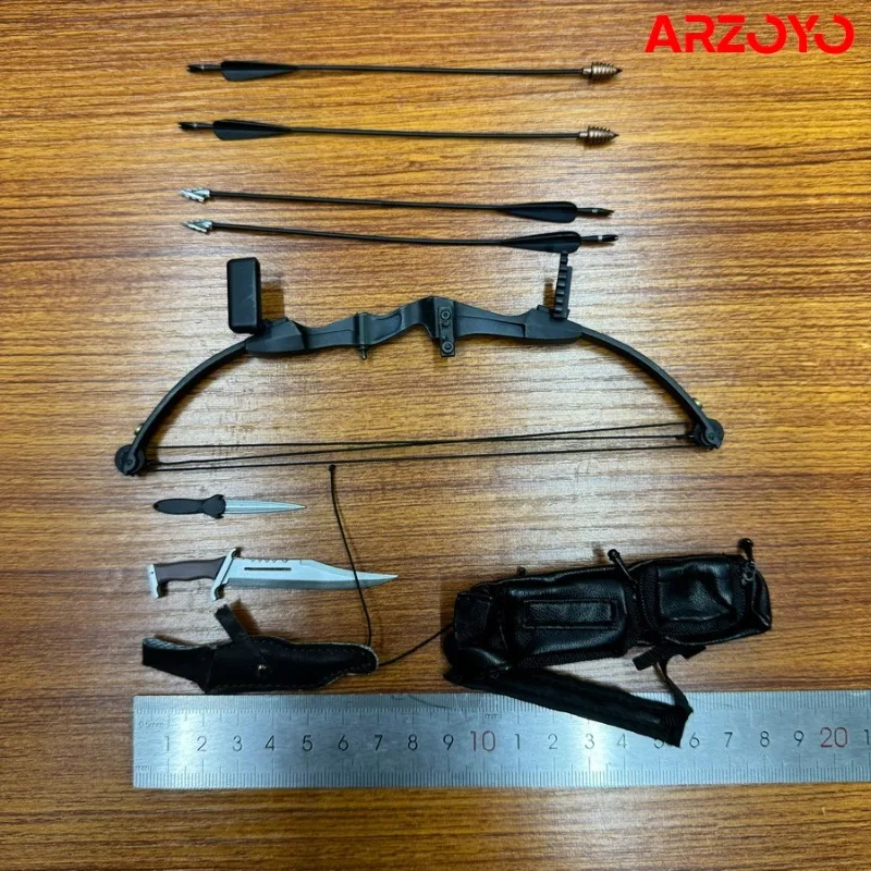 X-006 1/6 Scale Black Plastic Bow Arrow Knife Set Model Weapon Scene Accessories Props Fit 12'' Soldier Action Figure Body Dolls