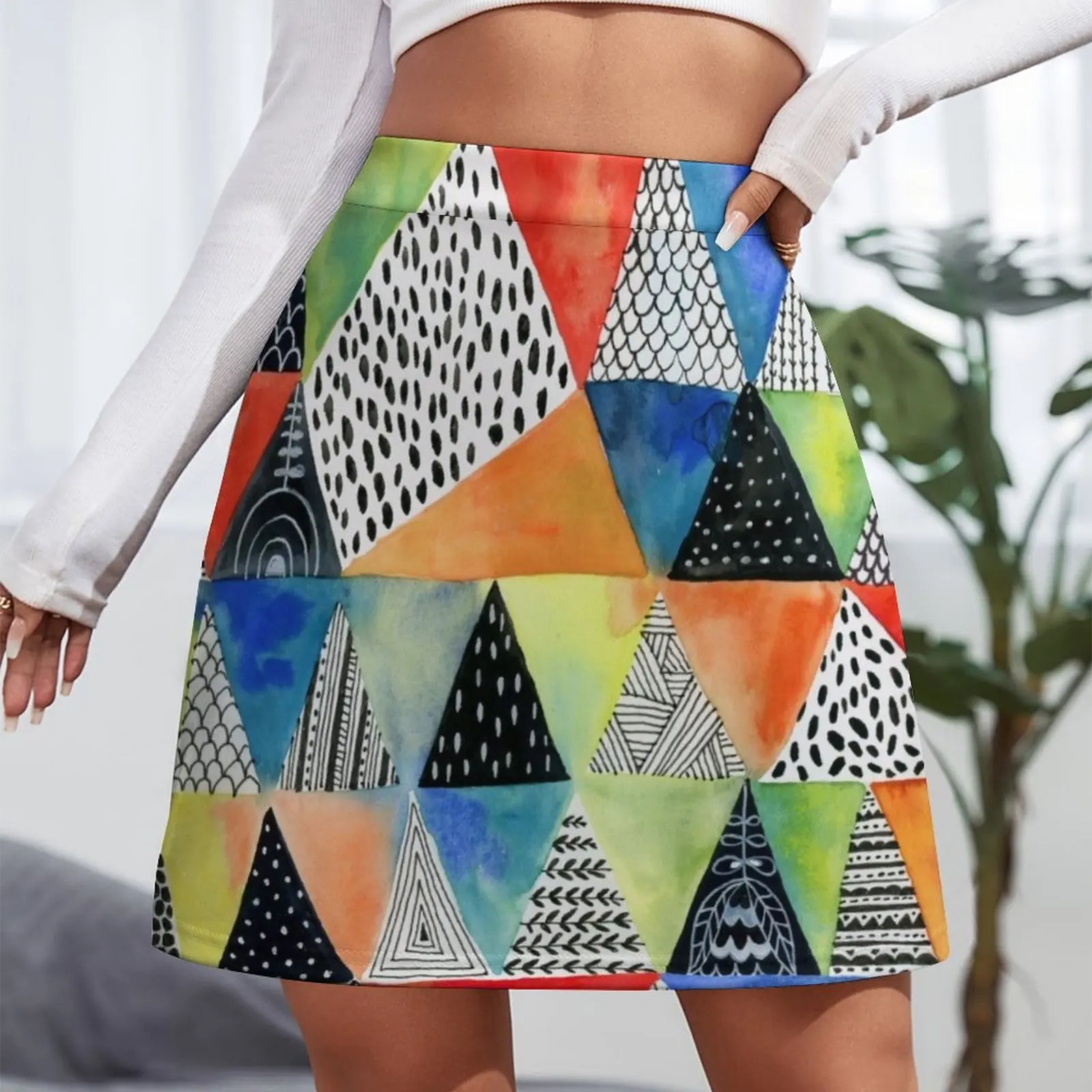 Doodled Geometry Mini Skirt mini denim skirt luxury women's skirt chic and elegant woman skirt summer outfits for women 2023