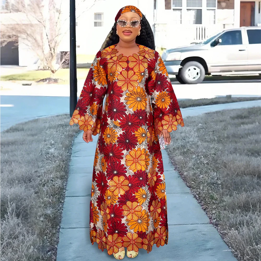 H&D African Clothing Dresses For Women Elegant Wedding Party Gown Ankara Dashiki Long Dress Roupas Bazin Riche Robes 2024