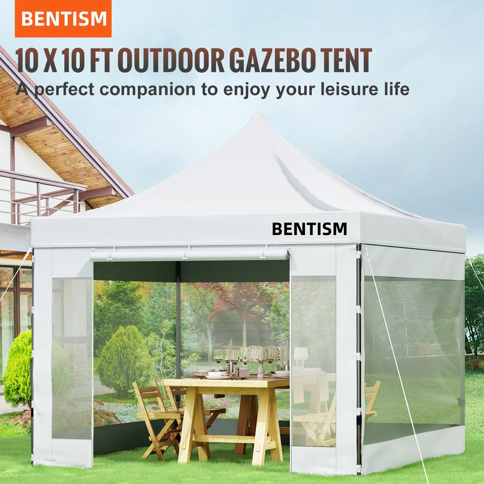 VEVOR 10x10 Pop Up Canopy Tent Outdoor Ten with Removable Sidewalls and Wheeled Bag Instant Portable Shelter for Parties Camping