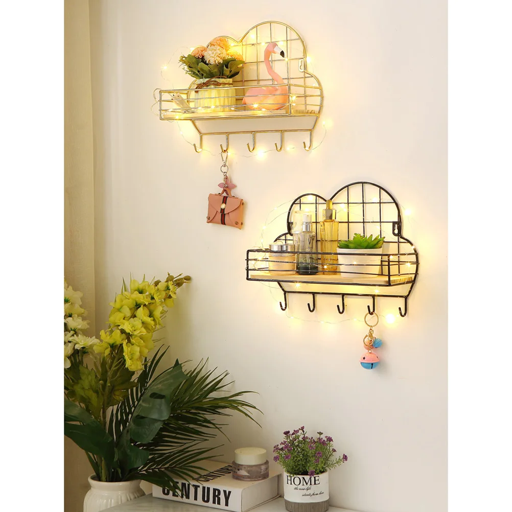 

Decor Storage Cloud Shape Wall Shelves Living Room Trinket Shelf Floating Metal Shelving