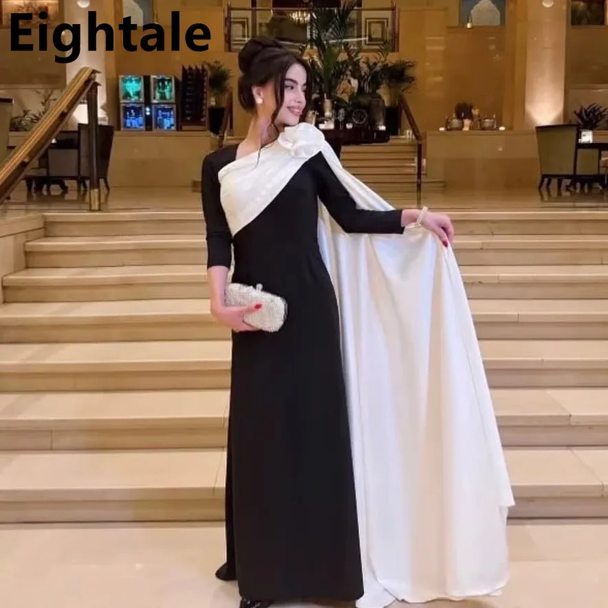 

Eightale 2025 Mermaid White Black Evening Dress Wedding Party Long Sleeve Prom Dress Saudi Arabic Party Gown Customized