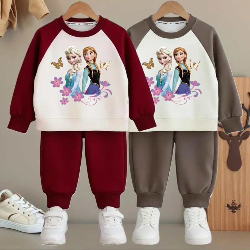 ديزني ميني المطبوعة الفتيات بلوزات غير رسمية مجموعات الاطفال س الرقبة هوديس وبنطلون طويل 2 قطعة مجموعة الأطفال رياضية جديد #1