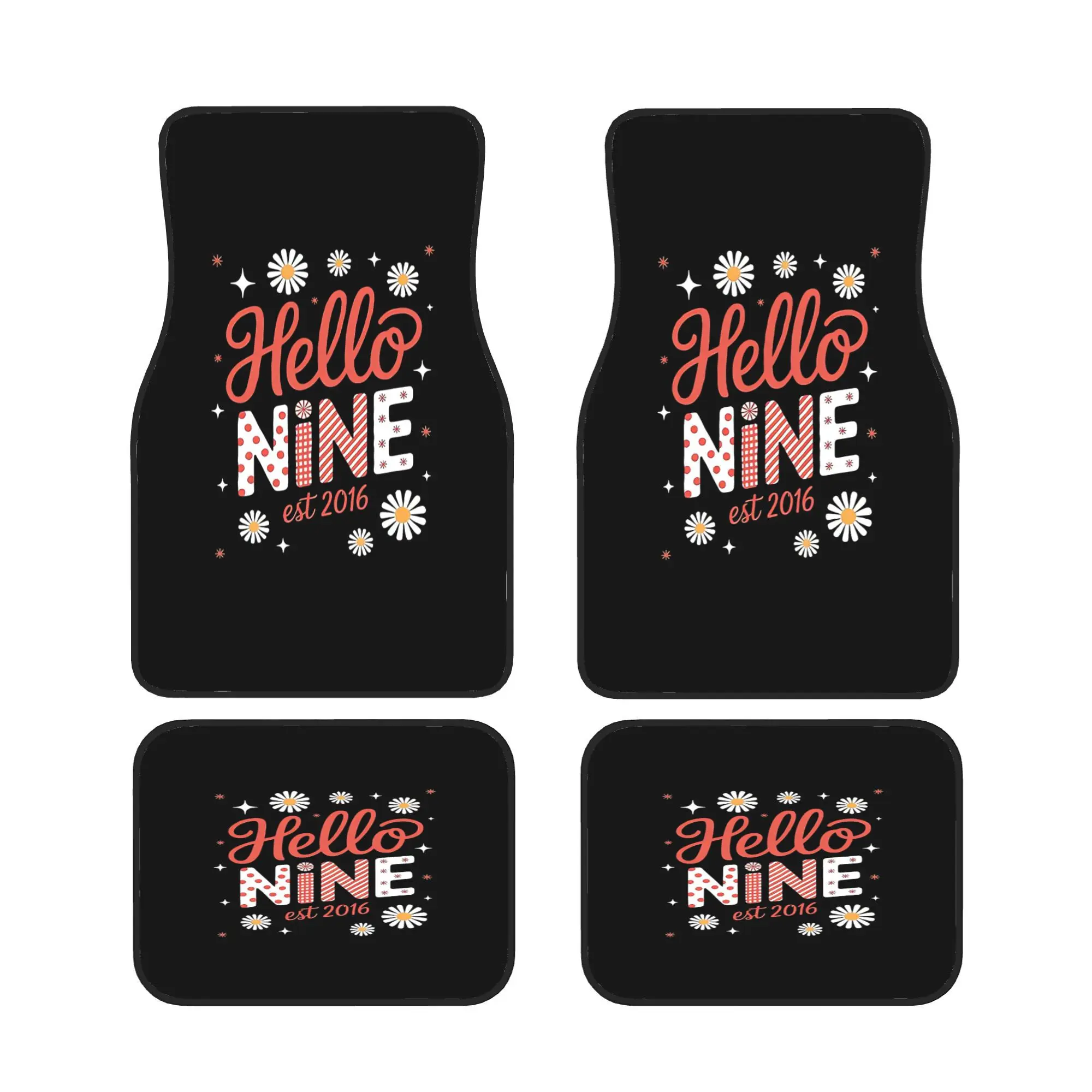 Hello Nine Est 2016 9th Birthday Watermelon 9 Years Theme Universal Car Mats Set Of Four, Fits Front And Rear Footwells, Ideal F