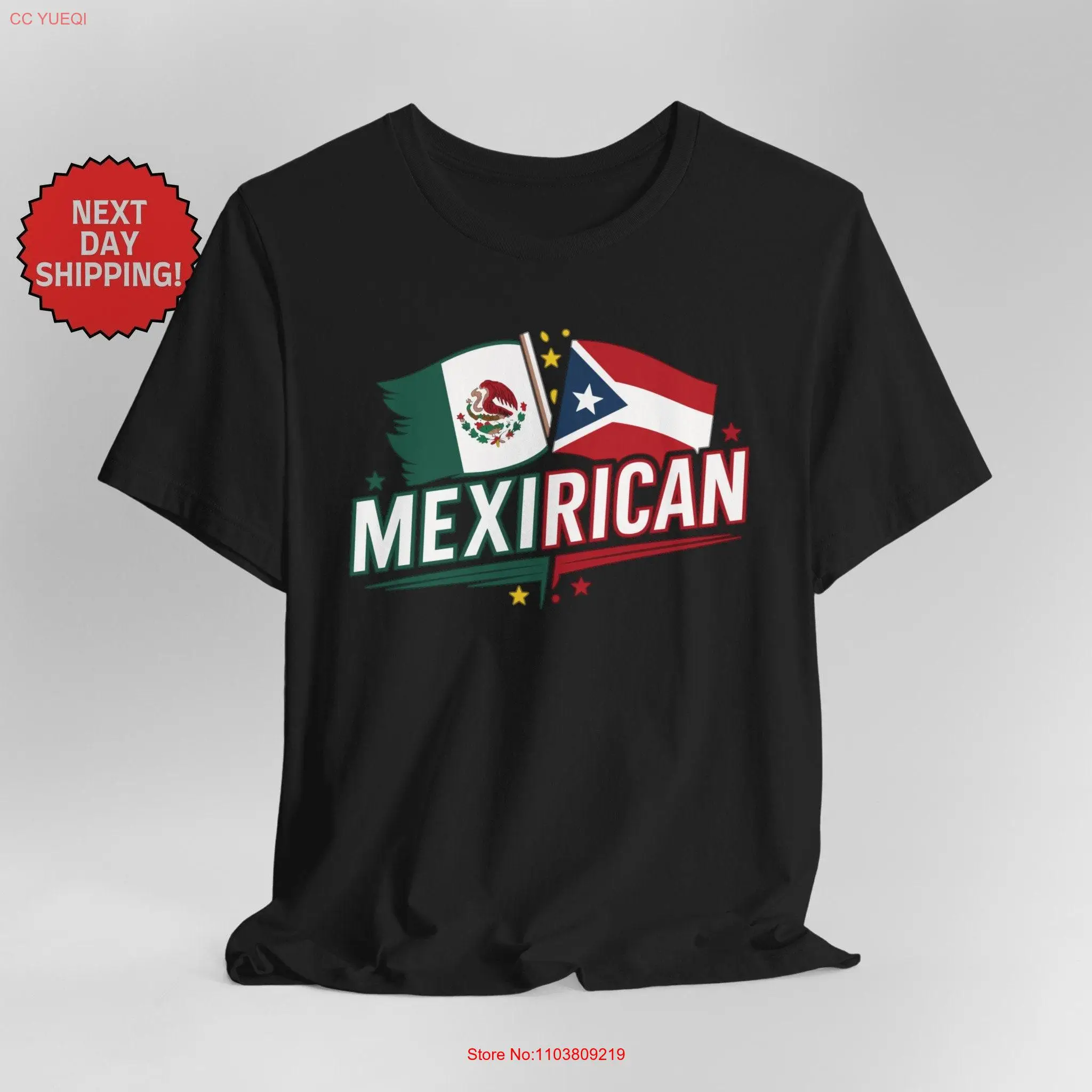 Футболка с гибридным флагом MexiRican Mexican Puerto Rican Together и наследие с длинными или короткими рукавами Футболка с гибридным флагом MexiRican Mexican Puerto Rican Together и наследие с длинными или короткими рукавами