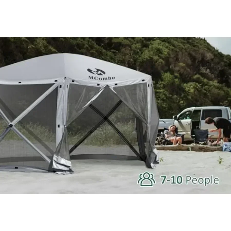 6-Sided Sned Outdoor Shelter with Netting Quick Setup Patio Pavilion No Wind Panels Included 1024