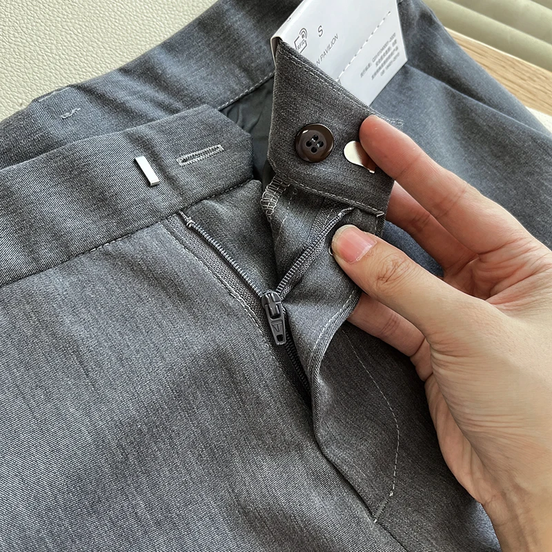 بنطلون رسمي بخصر مرتفع وساق مستقيمة، سروال كاجوال للنساء، موضة الخريف، نمط عملي أنيق، بنطلون متعدد الاستخدامات يمنح مظهراً نح... #4