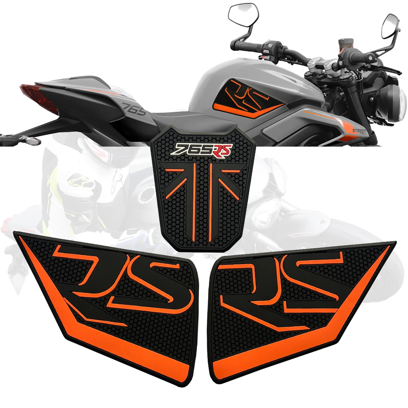 765 R RS Fit Triumph Street Triple Daytona 765 R RS Motorcycle Tank Pad 3D Protection Stickers Decals 2023-