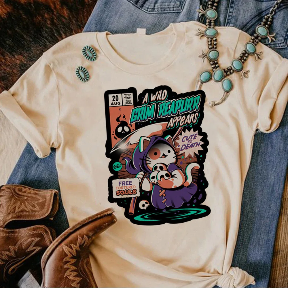 Funny Cat tshirt teen aesthetic Graphic streetwear Vintage Pastel Classic t-shirt Punk Graphic Comfortable Digital 80s Colorful