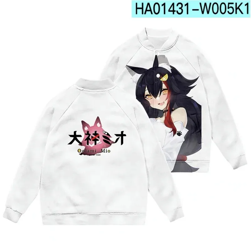 2024 Vtuber ookami mio print male/female autumn/winter baseball jacket jacket long sleeves harajuku japanese streetwear