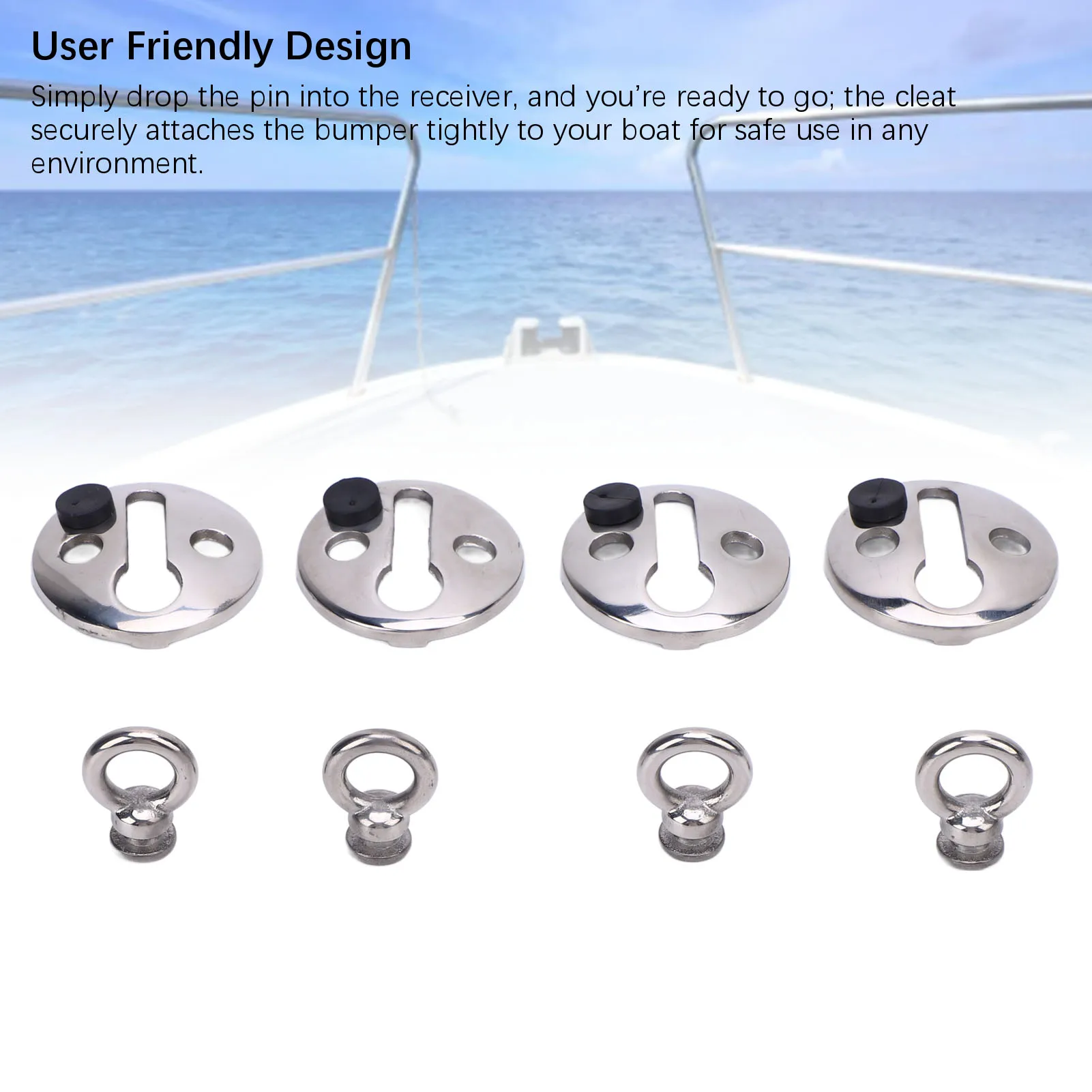 보트 범퍼 클립 4PCS 퀵 릴리스 보트 범퍼 잠금 장치 마모 방지 광택 스테인레스 스틸(직경 0.41인치 미만용) 밧줄
