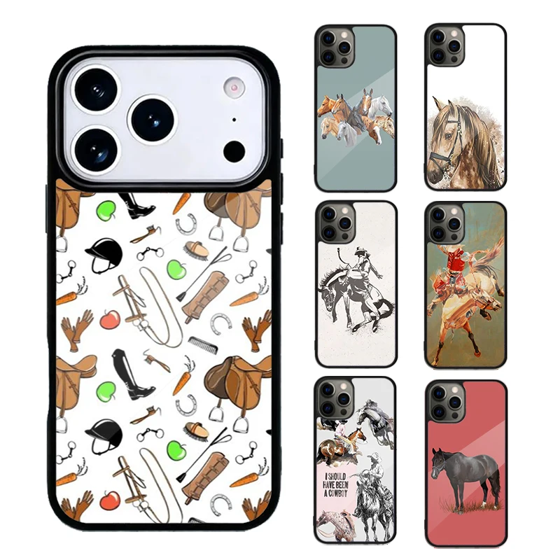 Funda de goma antichoque con diseño de caballo, potro y jillote para iPhone 17 Pro Max, 17 Air, 11, 12, 13, 14, 15, 16 Pro Max