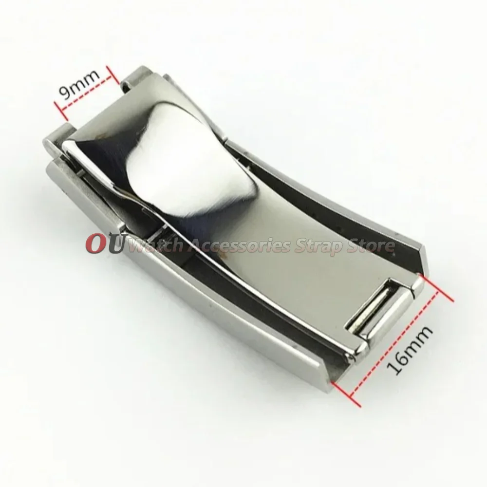 9mmx16mm Stainless Steel Deployment Clasp for Rolex Submariner Oysterflex Daytona GMT Watch Band Double Safety Fold Watch Buckle - view 5