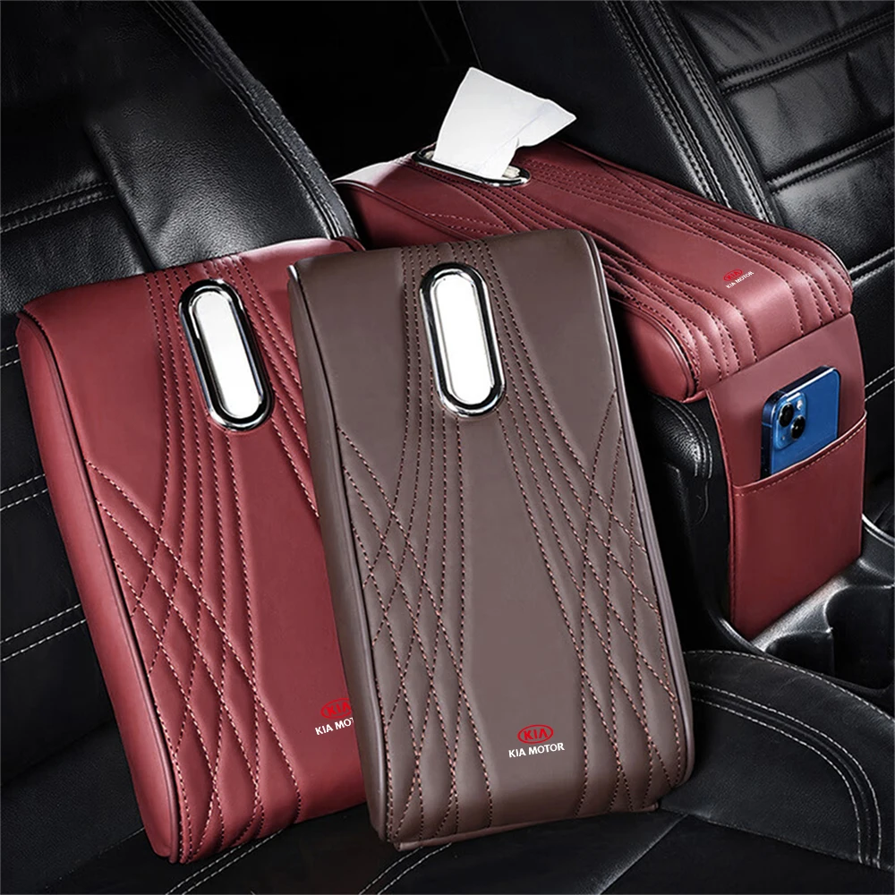 Tapete de couro para apoio de braço de carro, console central, almofada de proteção para descanso de braço para kia k1 k2 k3 k4 k5 k6 k7 k9 stonic stinger venga carens