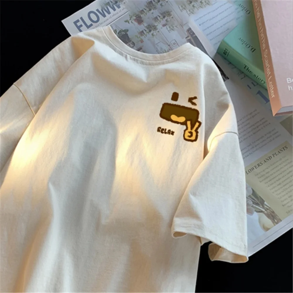 الصيف اليابانية الكرتون متعة مطبوعة تي شيرت فضفاض مريح تي شيرت لينة النسيج كلية نمط تي شيرتات قصيرة الاكمام #5