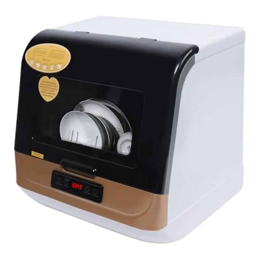 

Настольная посудомоечная машина 110 В, портативная посудомоечная машина с автоматическим распылением на 360 градусов, 4 программы стирки, сушка с воздушным охлаждением, компактный дизайн для