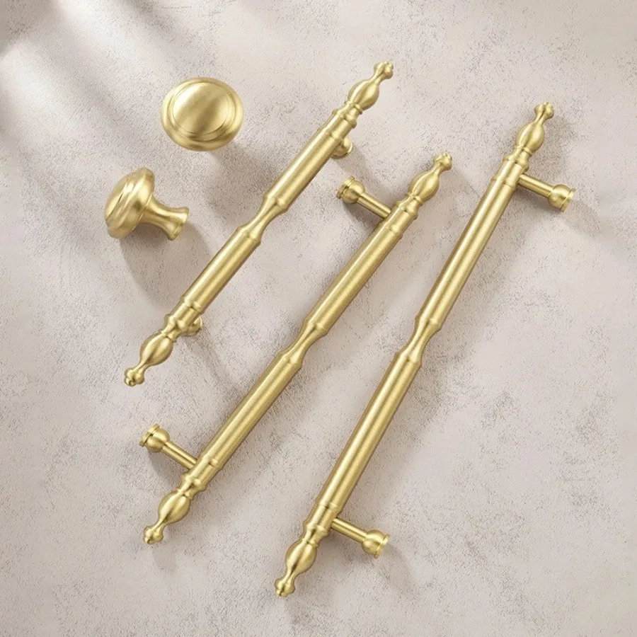 

Nordic Solid Brass Handles for Furniture Golden Bedroom Wardrobe Dresser Handles Luxury Kitchen Drawer Cabinet Door Knob