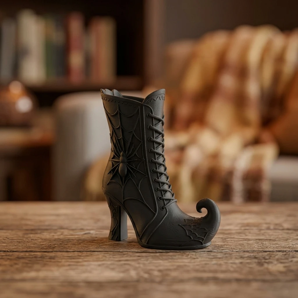 Decorative Witch Boot Figurine Gothic for Home Office Desk Ornament 3D Printed Resin Halloween Statue Vintage Art Decor