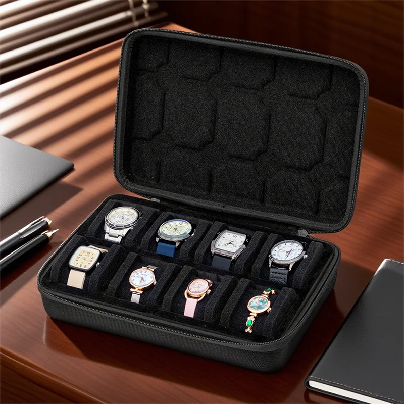 Watch Storage Box 1/2/3/5/8 Watch Case Hard Shell Travel Organizer- Gift Ready (Black),suitable for Smart Watch Storage