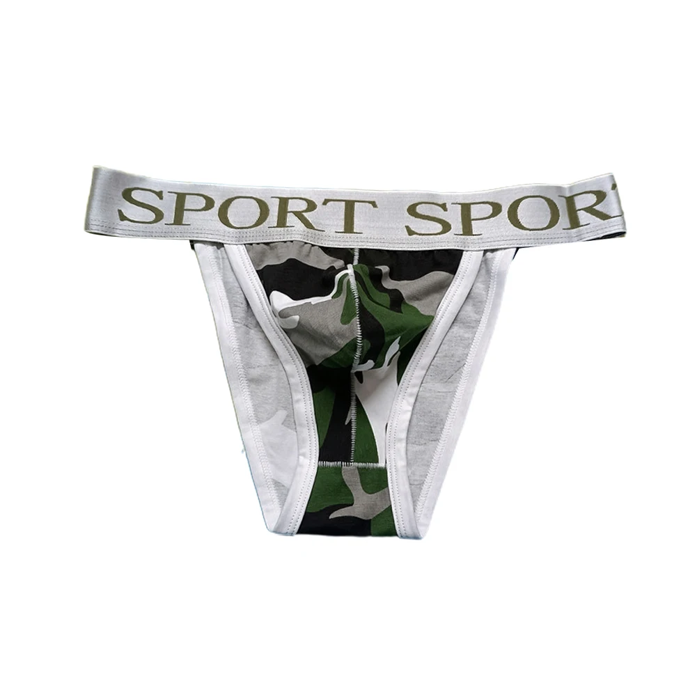 

1pc Fashion Printed Men's Thongs Underwear Bikini Briefs Low Waist Breathable Cotton Blend G-strings Underpants