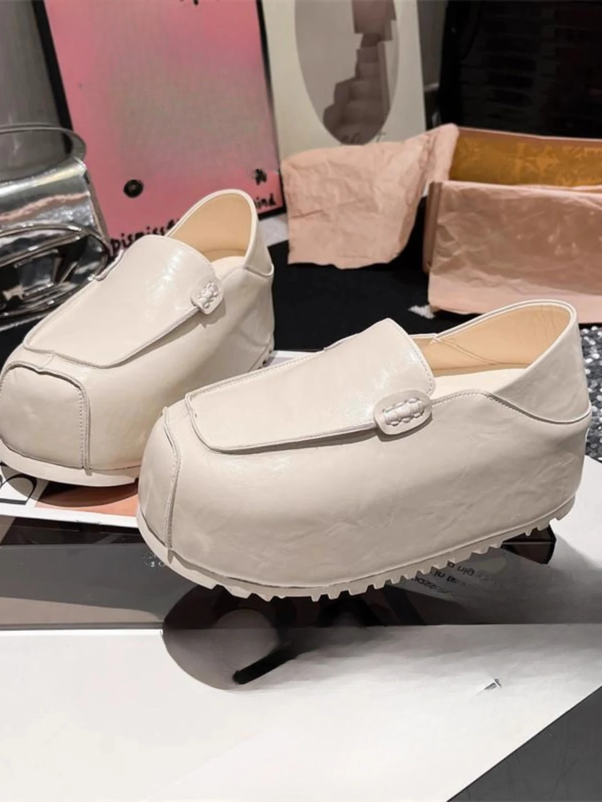 2025 foreign trade explosions ugly cute bread women's shoes square thick-soled muffin shoes