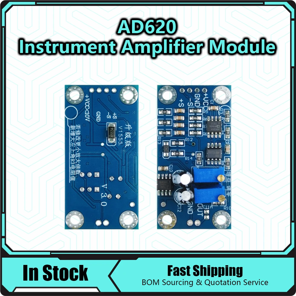 AD620 Microvolt MV Voltage Amplifier Signal Instrumentation Module Board DC3-12V