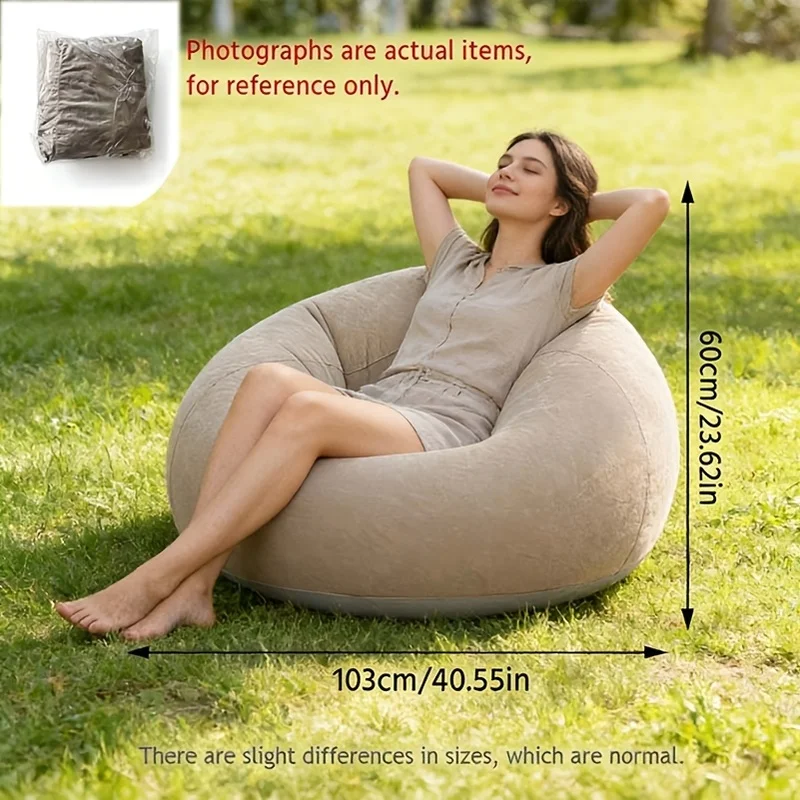 2Pcs Inflatable Lazy Sofa Set Manual Air Pump Single Portable Chair Indoor Balcony Outdoor Camping Picnic Rest image 6