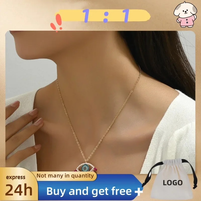 

Ins хип-хоп минималистичный стиль ожерелье женская личность ангельский глаз дизайн серьги с бриллиантами универсальное длинное ожерелье