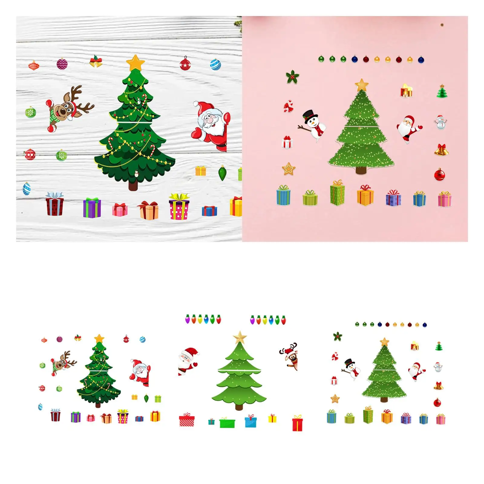 PVC Refrigerator Sticker Christmas Tree Design Festive Fridge Decorations Home Ornaments for Kitchen Holiday Celebration