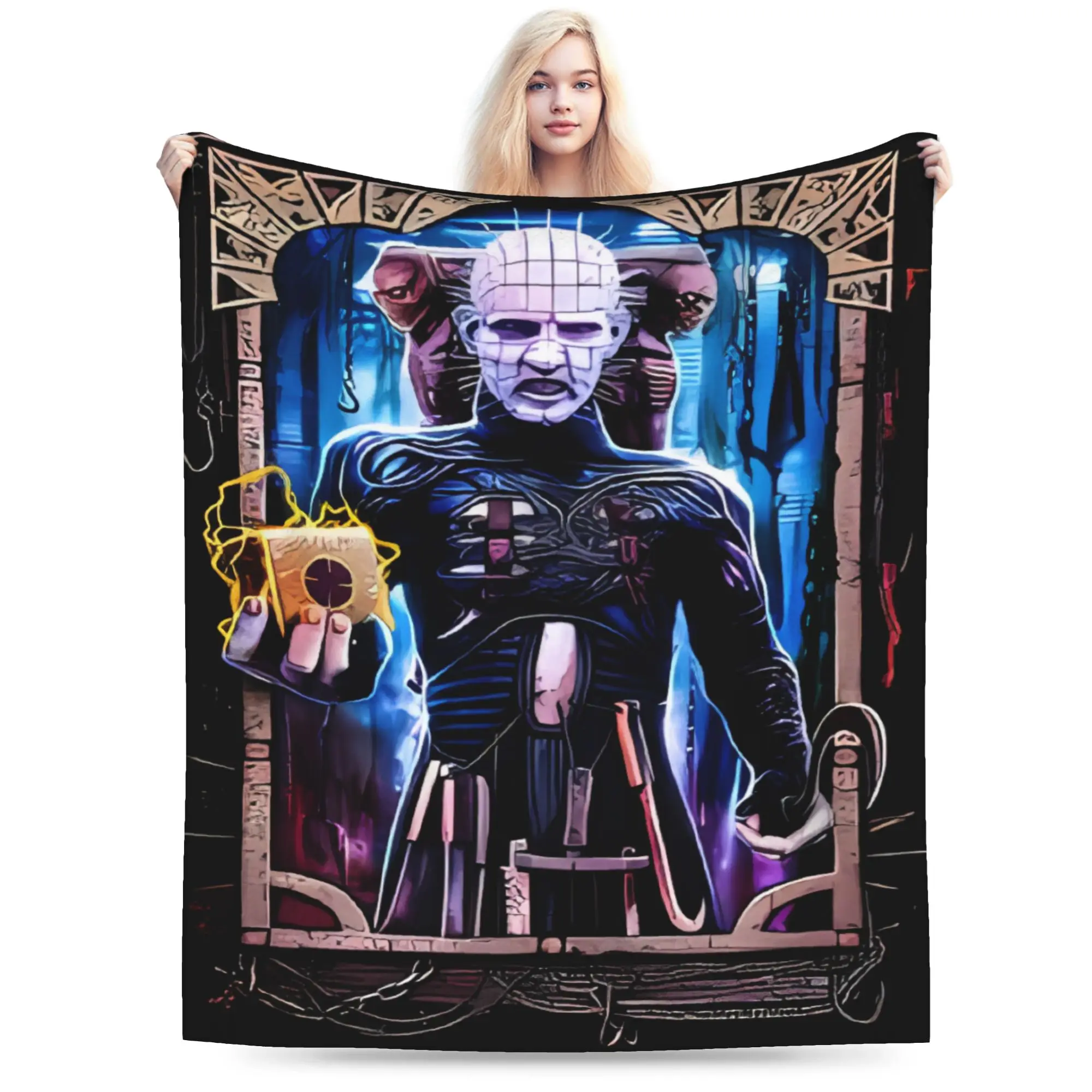 Hellraiser Pinhead Lament Plush Blanket Kids Adult  Flannel Bedding Throws For Outdoor Soft Warm Customized Quality Bedspread