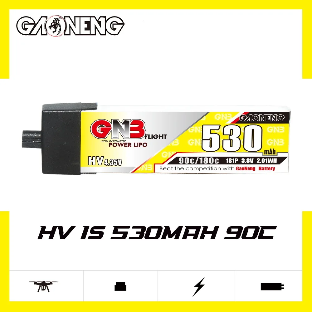 Imagem -05 - Bateria Lipo para rc Helicopter Quadcopter Fpv Racing Drone Parts Recarregável Gnb hv 1s 3.8v 530mah 90c 180c Pcs 10 Pcs