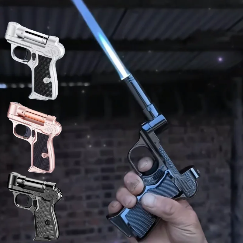 Windproof Foldable Rotary Lighter Outdoor Metal Jet High Power Blue Flame Butane Gas Kitchen Portable Lighter
